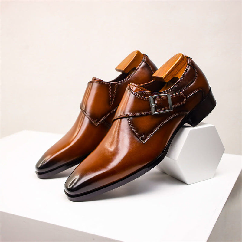 Single Monk Strap Almond Toe Dress Shoes - Monk strap dress shoes - Photo 3