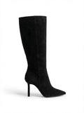 Black Sleek Pointed Toe Knee High Stiletto Boots - Knee high boots - Photo 1