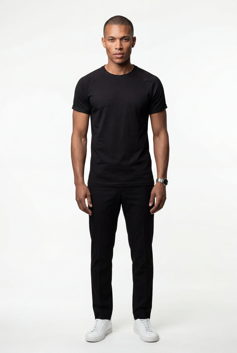 Black Slim Fit Crew Neck Short Sleeve Tee - Short sleeve t-shirts - Photo 3