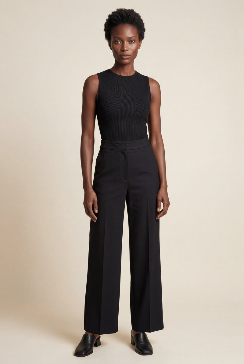 Black Slim Fit Ribbed Crew Neck Tank Top - Tank tops - Photo 4