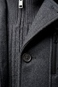 Black Stand Collar Slim Fit Winter Coat with Button Tab - Slim fit winter coats - Photo 7