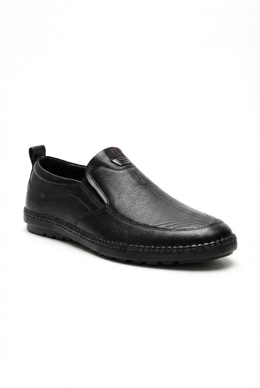 Black Stitched Detailing Slip-on Loafers - Photo 1