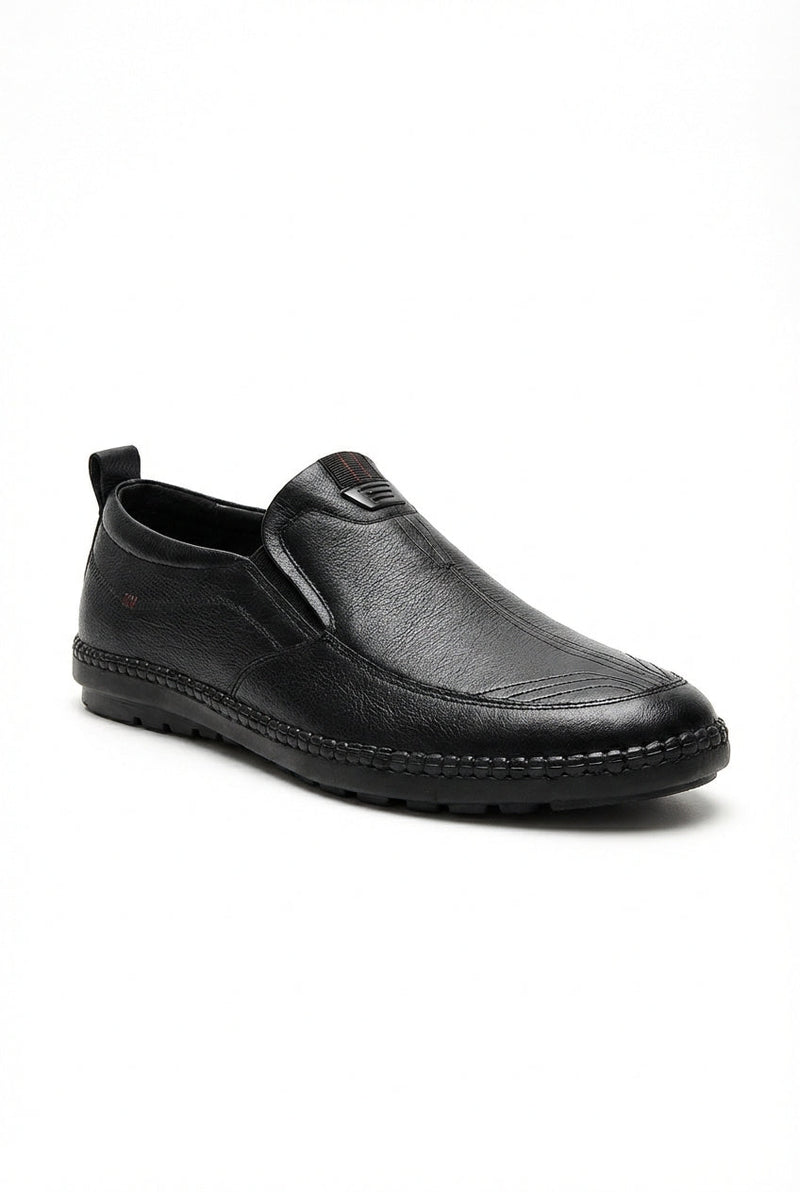 Black Stitched Detailing Slip-on Loafers - Photo 1