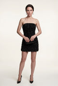 Black Strapless 3d Rose Applique Bodycon Mini Dress - Mini cocktail dress - Photo 7