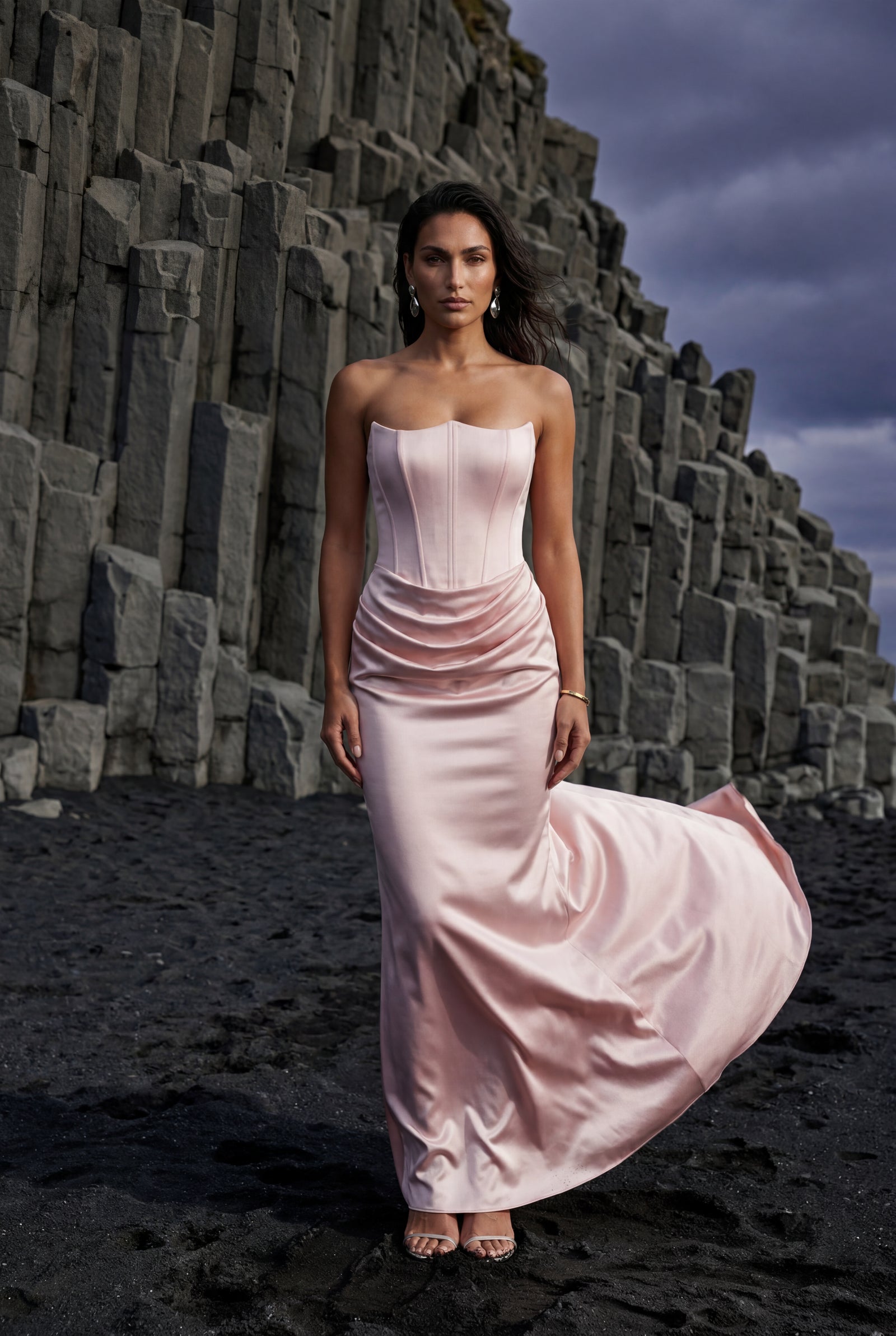 Pink Strapless Corset Maxi Dress with Draped Waist Detail - Photo 8