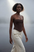 Brown Strapless Structured Boned Corset Top - Corset tops - Photo 9