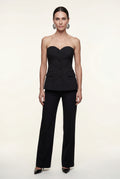 Black Strapless Sweetheart Bow Detail Tailored Blazer Top - Blazer tops - Photo 1