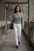 Gray Striped Button-front Cropped Cardigan with Cinched Hem - Photo 4