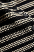 Black Striped Button-front Cropped Cardigan with Cinched Hem - Photo 5