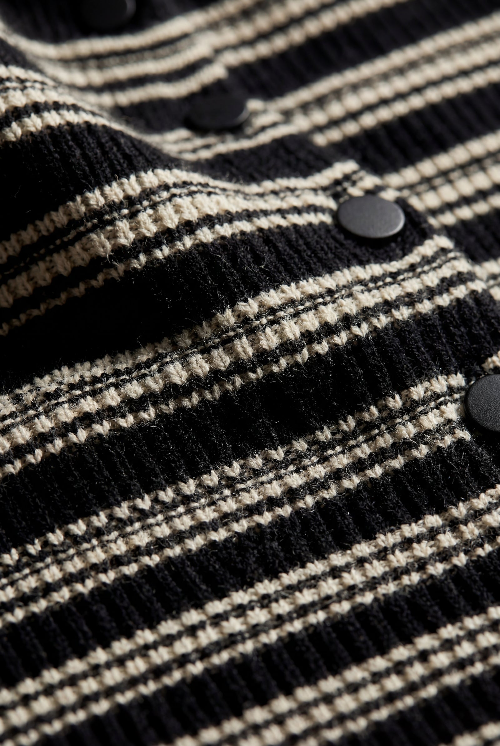 Black Striped Button-front Cropped Cardigan with Cinched Hem - Photo 5