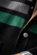 Black Striped Button-up Cardigan with Double Front Pockets - Photo 6