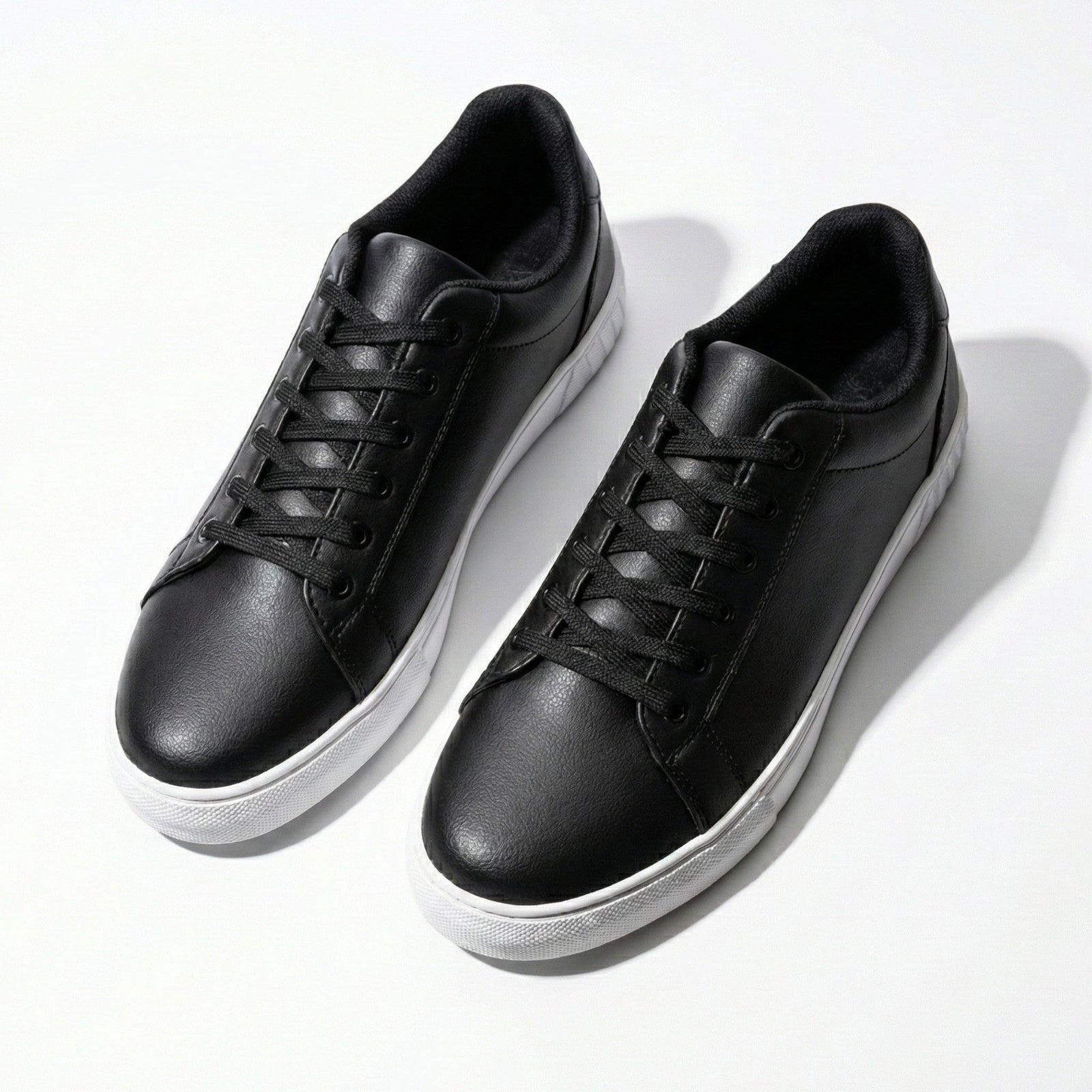 Black Structured Faux Low-top Casual Sneakers - Photo 6