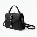 Black Structured Mini Crossbody Bag with Buckle Detail - Photo 1