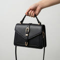 Black Structured Mini Crossbody Bag with Buckle Detail - Photo 2