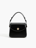 Black Structured Shoulder Bag with Gold Hardware and Adjustable Strap - Shoulder bags - Photo 6