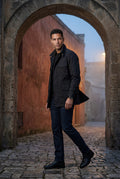 Black Structured Utility Field Jacket with Classic Collar - Transitional jacket - Photo 11