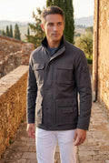 Navy Blue Structured Utility Field Jacket with Classic Collar - Transitional jacket - Photo 3