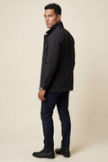 Black Structured Utility Field Jacket with Classic Collar - Transitional jacket - Photo 9
