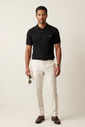 Black Tailored Ribbed Short Sleeve Polo Shirt - Polo shirts - Photo 5