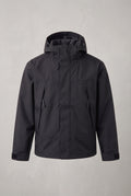 Technical Hooded Ski Jacket in Black — studio front