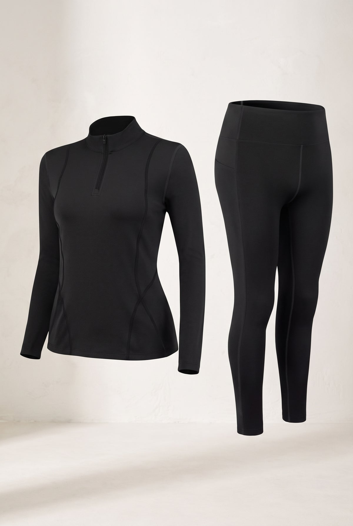 Thermal Base Layer Set in Black — studio front