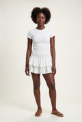 White Tiered Ruffle Smocked Waist Mini Skirt - Ruffled skirt - Photo 2