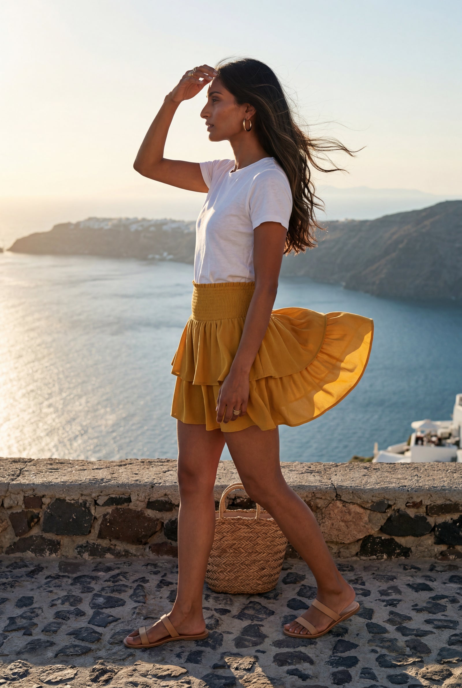 Yellow Tiered Ruffle Smocked Waist Mini Skirt - Ruffled skirt - Photo 20