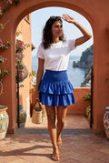 Blue Tiered Ruffle Smocked Waist Mini Skirt - Ruffled skirt - Photo 5