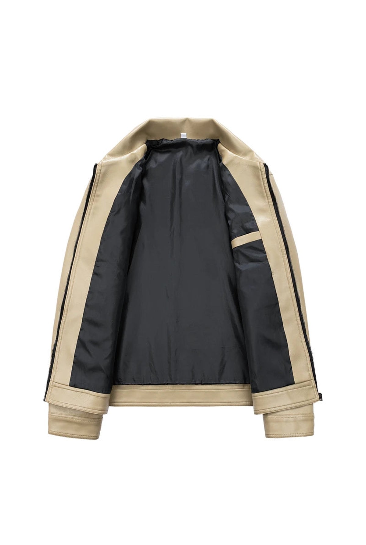 Vegan Leather Bomber Jacket in Black — detail