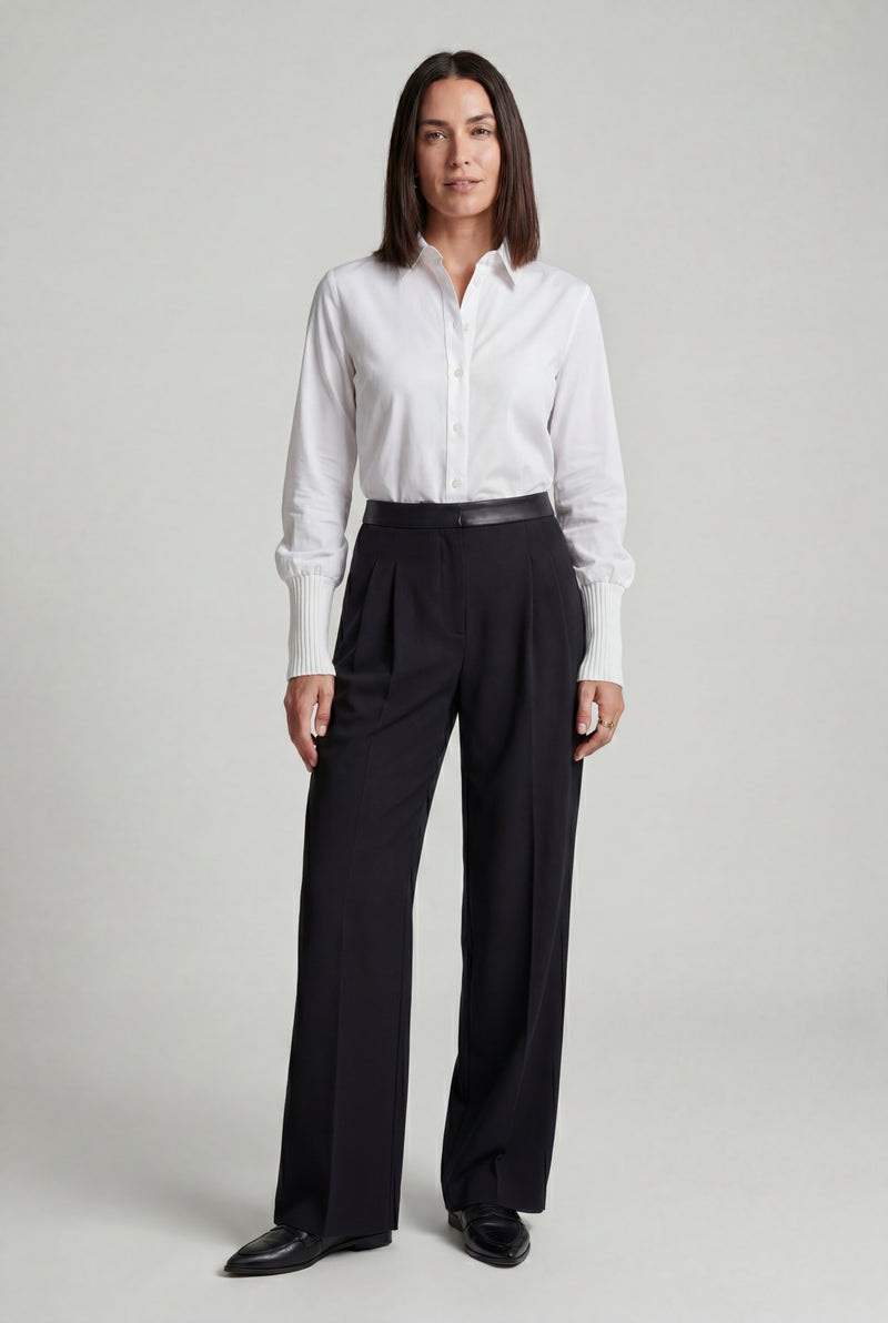 Black Wide Leg Office Trousers - Wide leg trousers - Photo 1