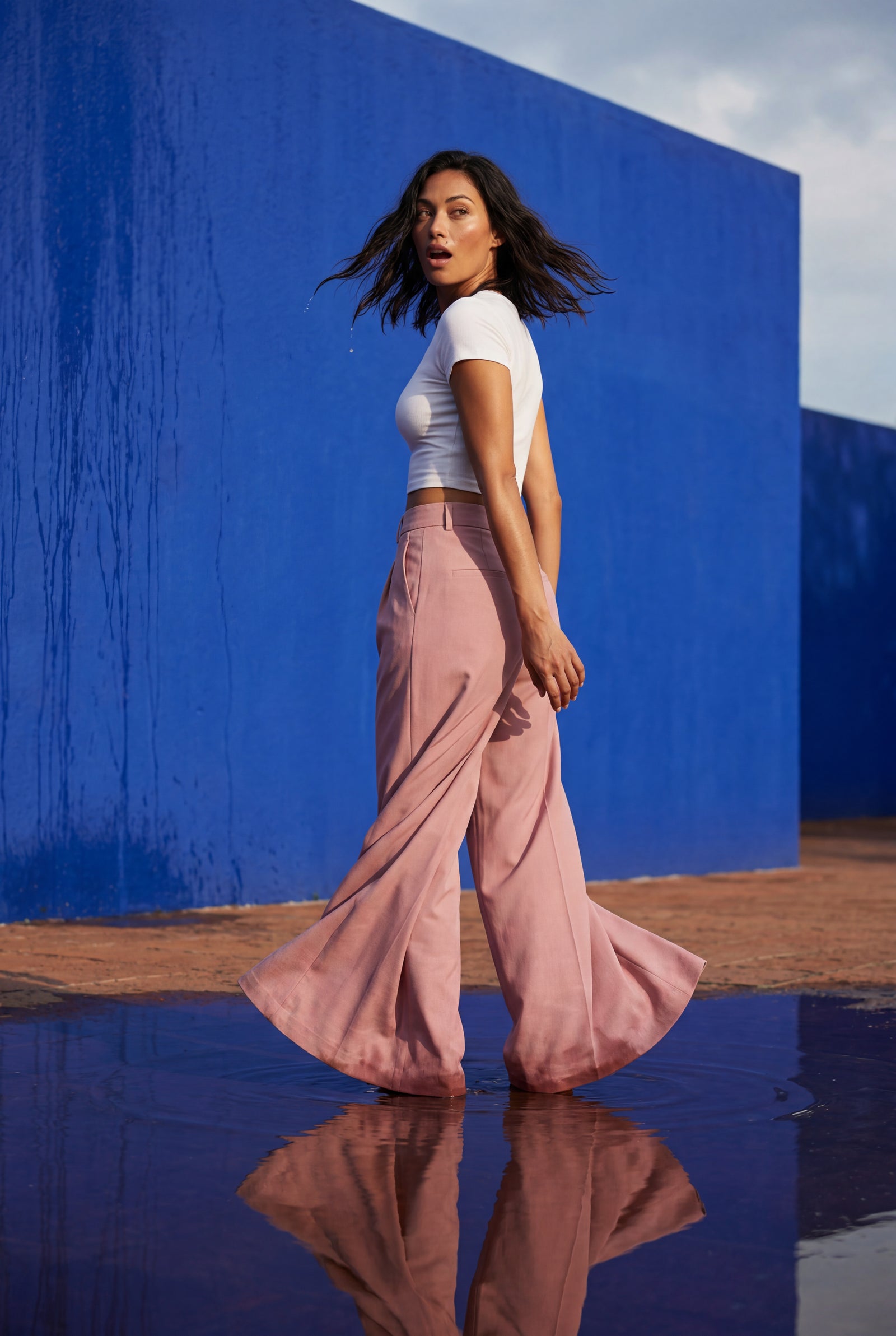 Pink Wide Leg Office Trousers - Wide leg trousers - Photo 13