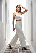 White Wide Leg Office Trousers - Wide leg trousers - Photo 21