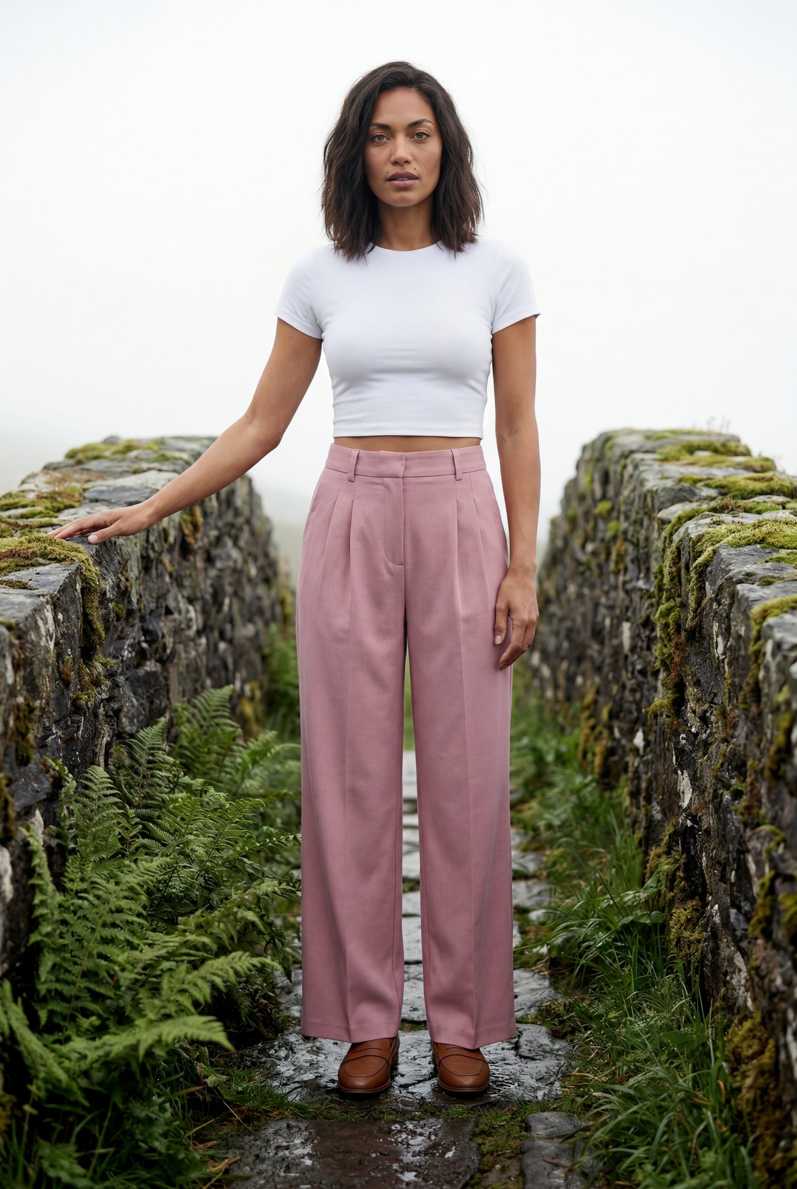 Pink Wide Leg Office Trousers - Wide leg trousers - Photo 8