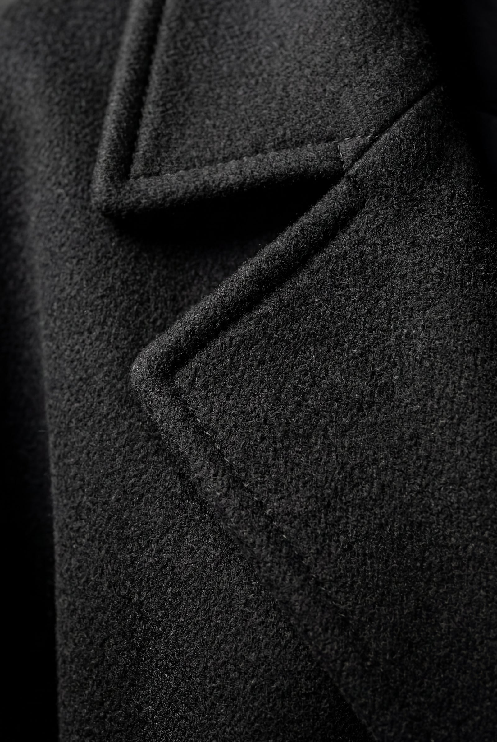 Black Wide Notched Collar Belted Long Trench Coat - Photo 4