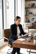 Women's Blazer Military Style Structured in Black — lifestyle office