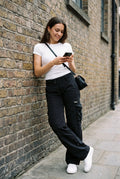 Women's Cargo Trousers Wide Leg in Black — secondary lifestyle