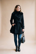 Women's Coat Fur-Lined Elegant in Black — primary studio