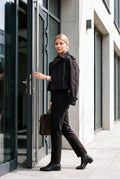 Women's Cropped Trench Coat Belted in Black — lifestyle office entry