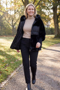 Women's Hooded Coat Tailored Fit in Black — lifestyle