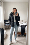 Women's Hooded Jacket Belted in Black — ugc home mirror