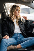 Women's Hooded Jacket Outdoor in Black — car interior