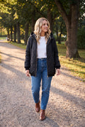 Women's Hooded Jacket Outdoor in Black — park stroll