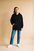 Women's Hoodie Oversized Zipper in Black — primary studio