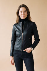 Women's Jacket Short Zip in Black — studio primary