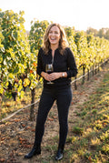 Women's Jumper Half-Zip Fitted Cable Knit in Black — lifestyle vineyard