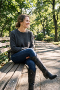Women's Knee-High Cowboy Boots Riveted in Black — secondary shot