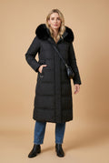 Women's Long Parka Relaxed Fit in Black — studio shot