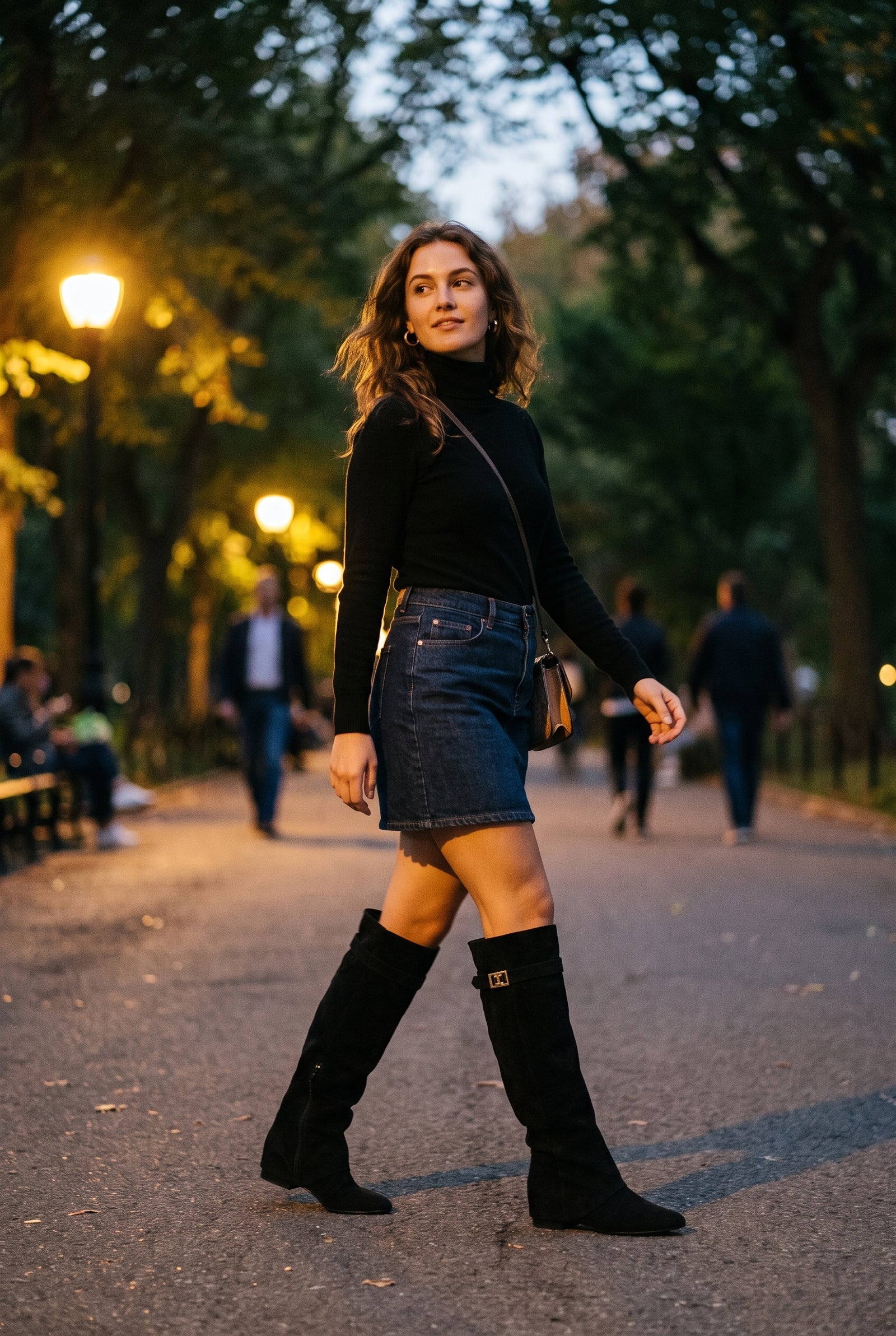Women's Over-the-Knee Boots Draped in Black — lifestyle 1