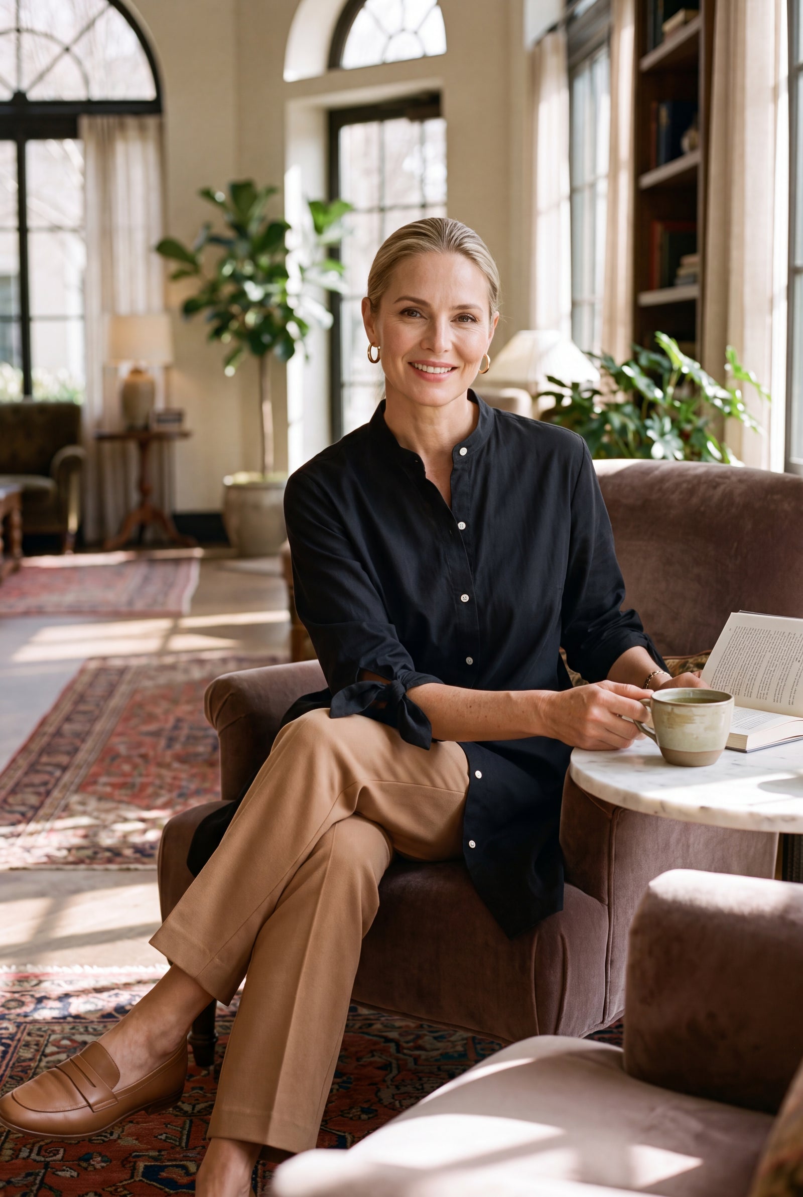 Women's Oversized Button-Up Shirt in Black — secondary lifestyle