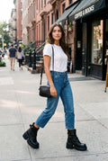 Women's Platform Boots Buckle Detail in Black — lifestyle citywalk